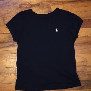 women’s black polo tee